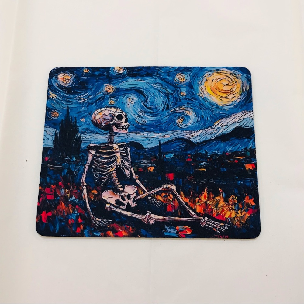 Starry Night Inspired Skeleton Mousepad